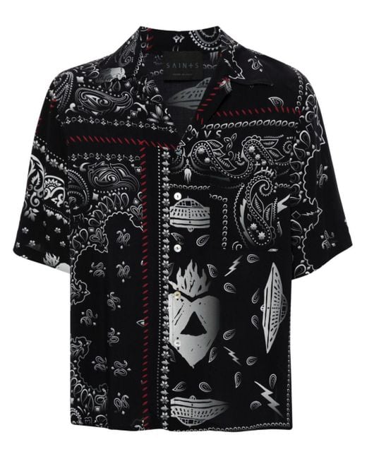 Saint Studio Black Bandana-Print Shirt for men