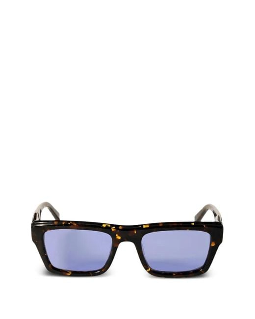 Off-White c/o Virgil Abloh Blue Tortoiseshell-Effect Rectangle-Frame Sunglasses