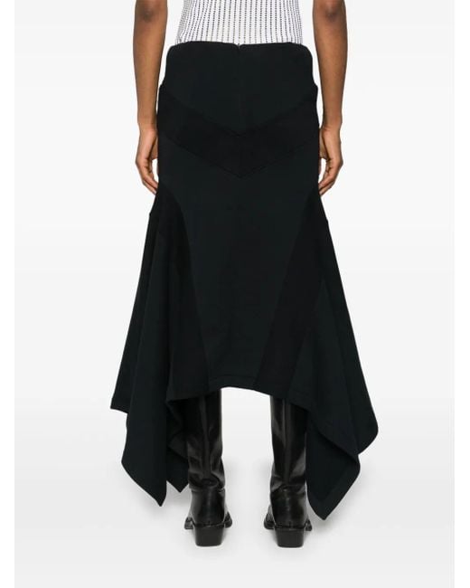The Attico Black Cotton Midi Skirt
