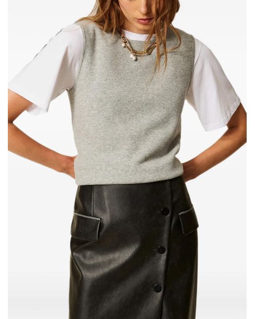 Twinset Gray Fitted Sleeveless Jumper