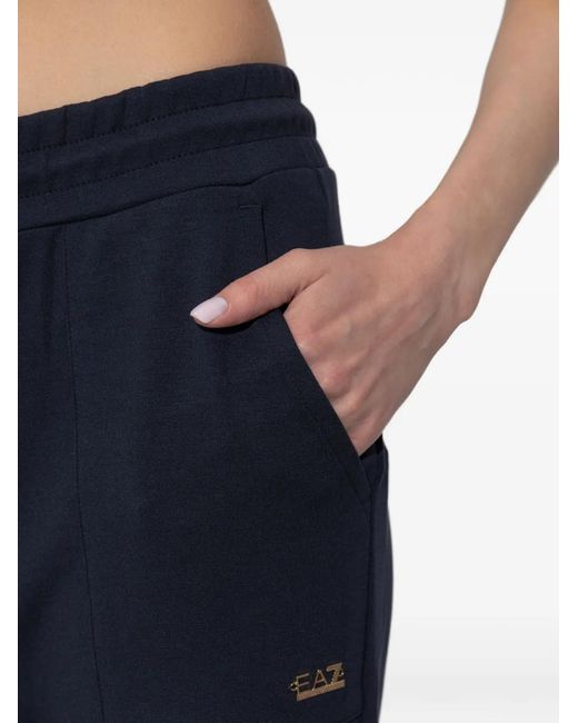 EA7 Blue Sweatpants With Ribbed Cuffs