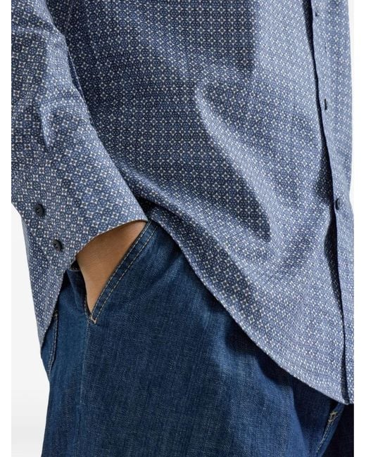 Brunello Cucinelli Blue Cotton Shirt for men