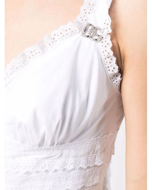 Dolce & Gabbana White Broderie-Anglaise Tiered Minidress
