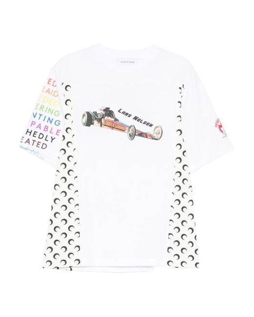 MARINE SERRE T-Shirt Mit Car Moon-Print in White für Herren