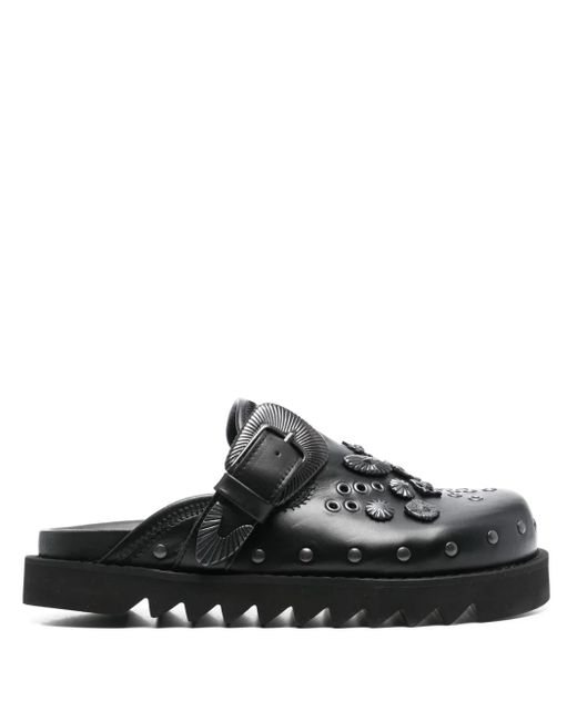 Toga Black Eyelet-Metal Mules