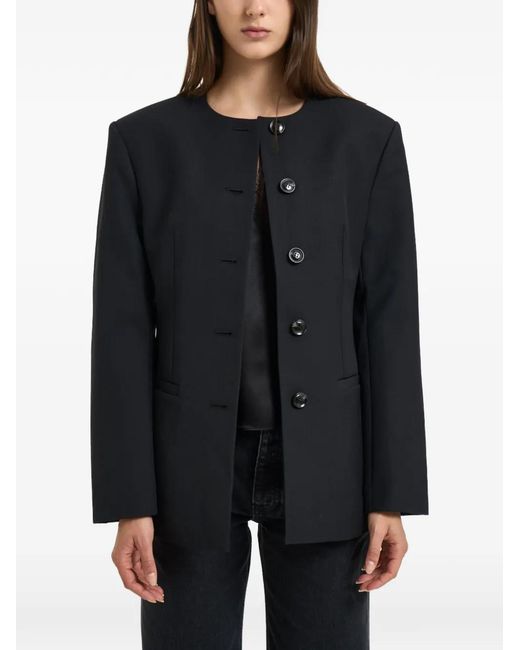 Anine Bing Black Huda Collarless Button-Up Jacket
