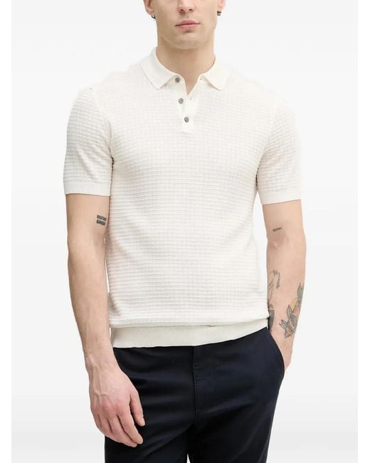 Joop! White Vanceo Waffle-Knit Short-Sleeve Polo Shirt for men