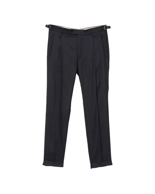 Berwich Black Pleated Tapered Trousers for men
