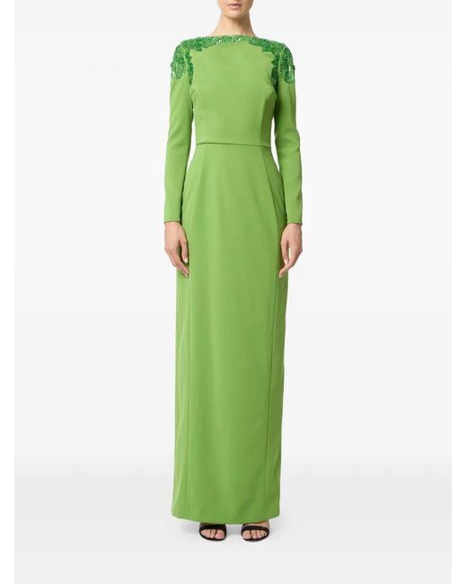 Elisabetta Franchi Green Sequin-Embellished Maxi Dress