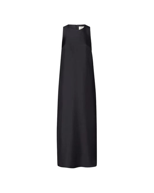 Loulou de Saison Black Paloma Twisted Silk Midi Dress