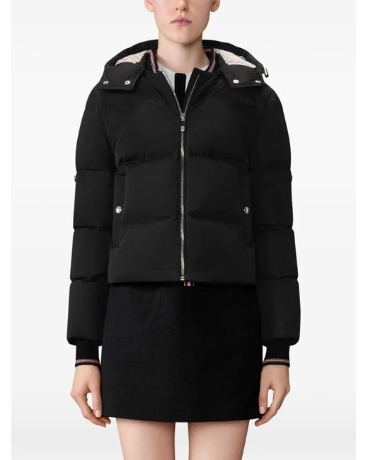 Thom Browne Black Poly Tech Down Filled Cropped Parka With Armbands