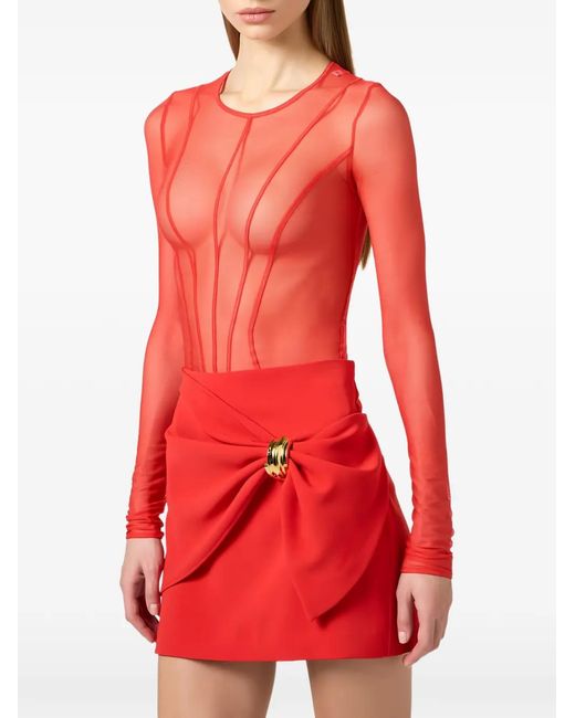 Elisabetta Franchi Red Tulle Top
