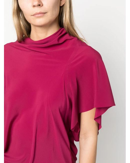 Rick Owens Pink Asymmetric Draped Blouse