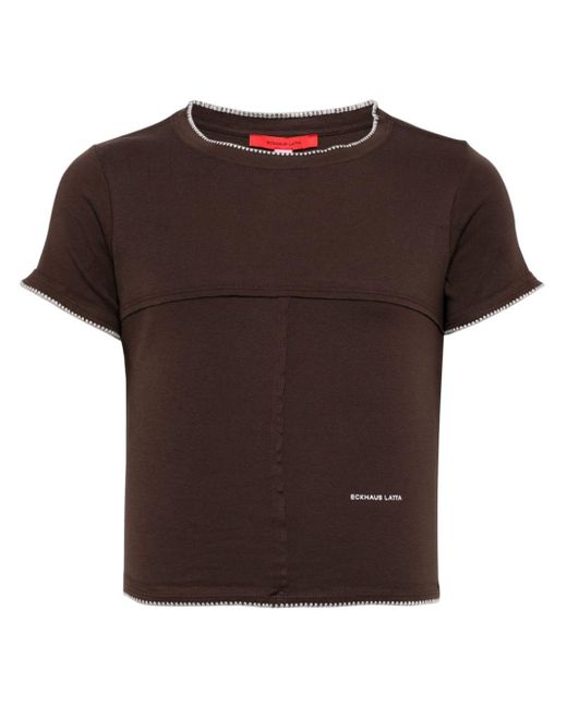 Eckhaus Latta Brown Contrasting-trim Cotton T-shirt for men