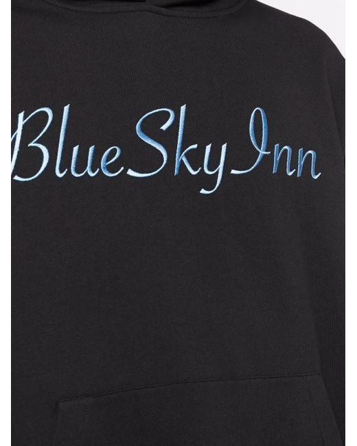 BLUE SKY INN Black Logo-Print Pullover Hoodie for men