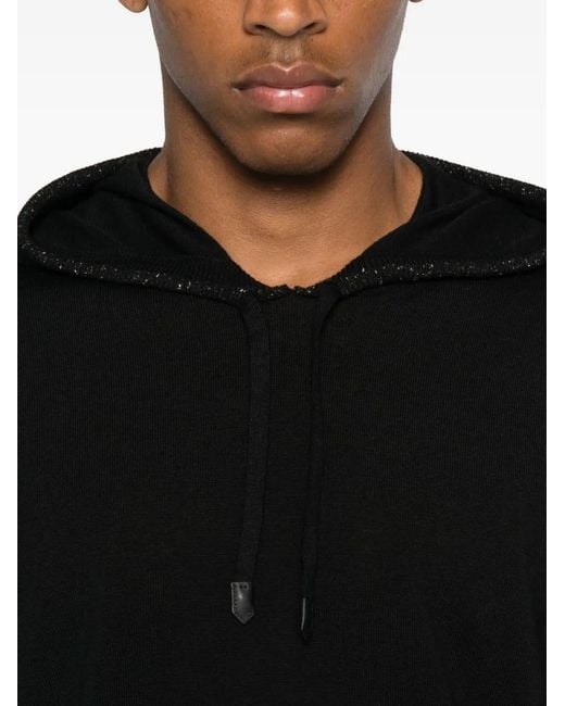 Canali Black Sequin-Embellished Hoodie for men