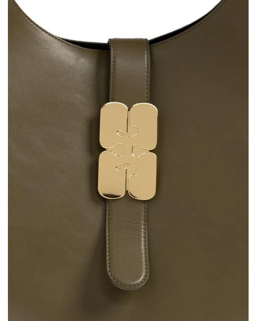 Ganni Green Butterfly-Plaque Shoulder Bag