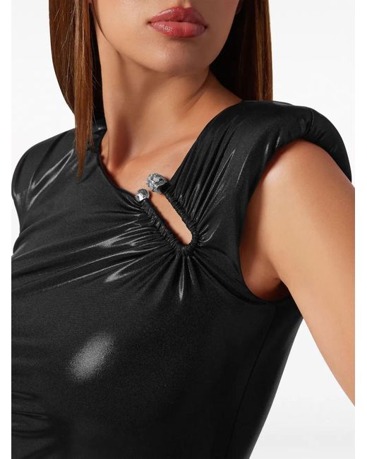 Philipp Plein Black Crystal-Embellished Mini Dress