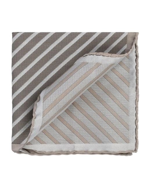 Brunello Cucinelli Gray Striped Pocket Square for men