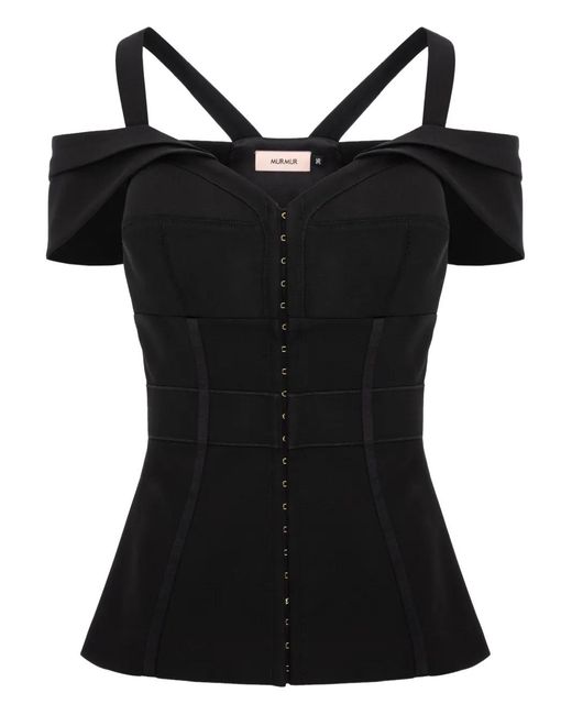 Murmur Black Candy Shoulder Straps Buttoned Top
