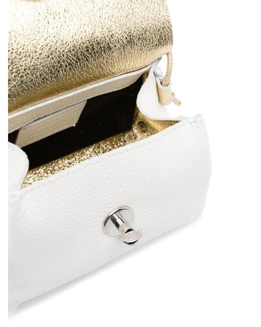 Zanellato White Postina Super Baby+ Pebbled Calf Leather Mini Shoulder Bag
