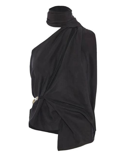 Christopher Esber Black Scarf-Detailed Top