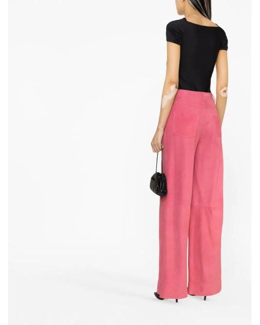 Alberta Ferretti Pink Weite Hose Aus Wildleder