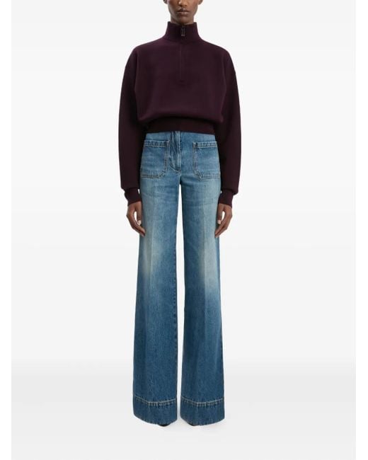 Victoria Beckham Black Half-Zip Sweater
