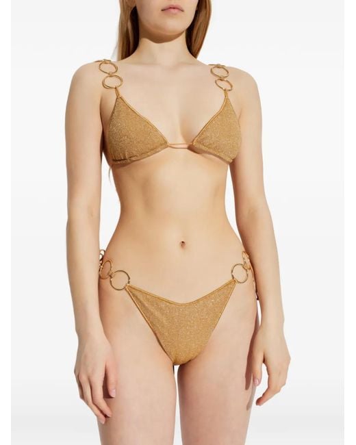 Oseree White Ring-Embellished Bikini