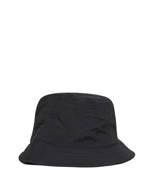 Stone Island Black Reimagined Bucket Hat With Embroidered Logo for men