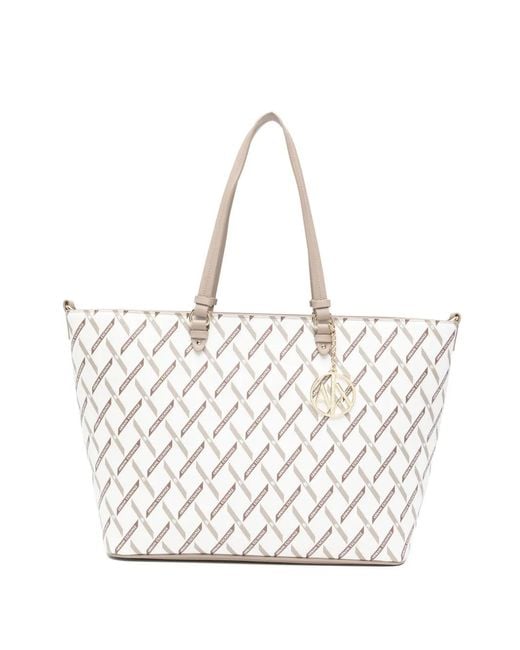 ARMANI EXCHANGE White Logo-Print Tote Bag