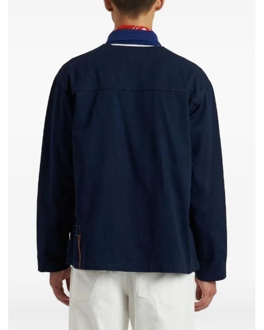 Fortela Blue Buttoned Cotton Jacket for men