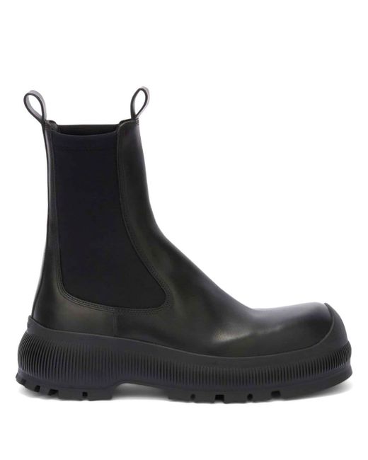 Jil Sander Black Logo-embossed Leather Boots
