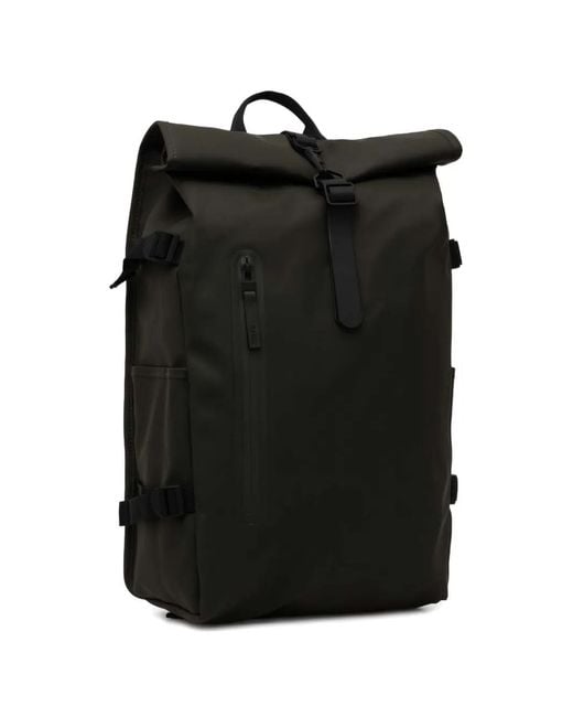 Rains Black Rolltop Backpack