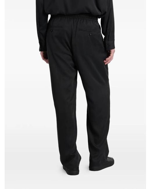 Attachment Black Pleated Drawstring Straight-Leg Trousers for men