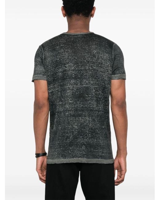 Avant Toi Black Abstract-print Linen T-shirt for men