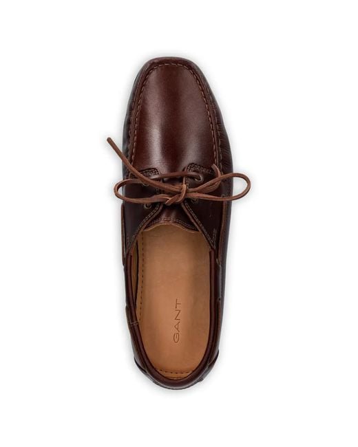 Gant Brown Lace-Up Boat Shoes for men