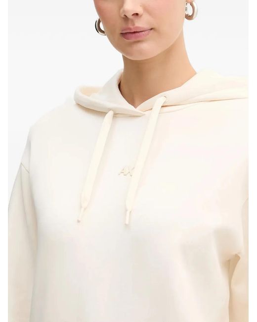 ARMANI EXCHANGE White Logo-Plaque Hoodie