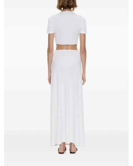 Christopher Esber White Droplet Ruched Crystal-Pendant T-Shirt