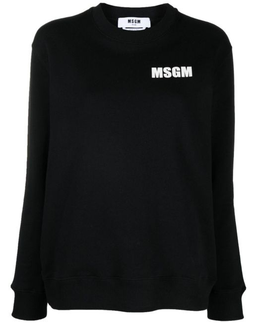 MSGM Black Logo-appliqué Cotton Sweatshirt
