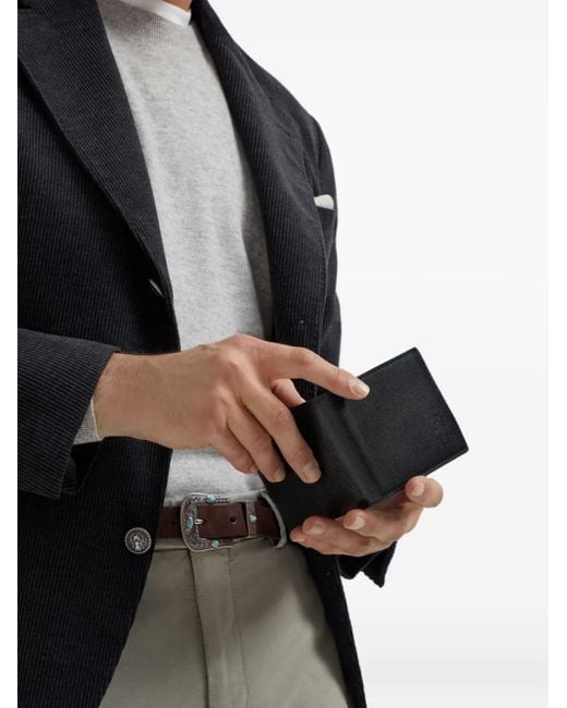 Brunello Cucinelli Black Leather Bi-Fold Wallet for men