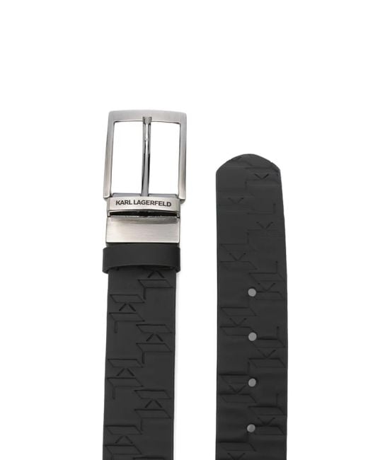 Karl Lagerfeld Black Embossed-buckle Belt for men