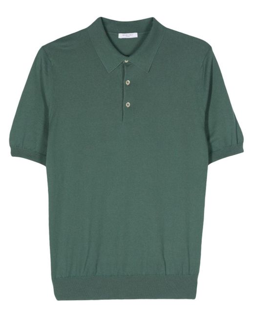 Boglioli Green Fine-knit Cotton Polo Shirt for men