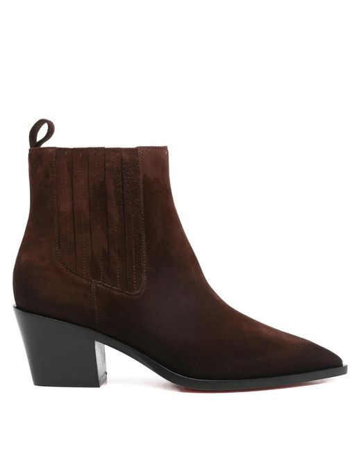 Santoni Brown Pointed-Toe Suede Boots