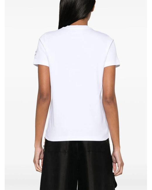 Moschino White Logo-Embroidered Cotton T-Shirt