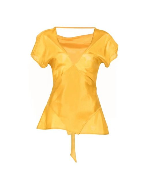 ..,merci Yellow V-Neck Blouse