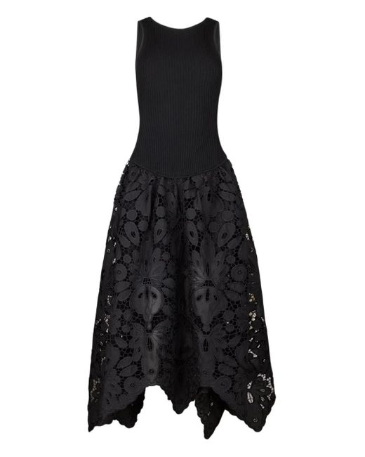 Aje. Atlas Floral-lace Dress Black