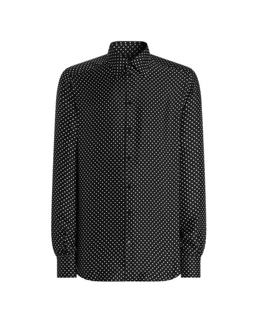 Dolce & Gabbana Black Polka Dot-Print Martini Twill Shirt for men