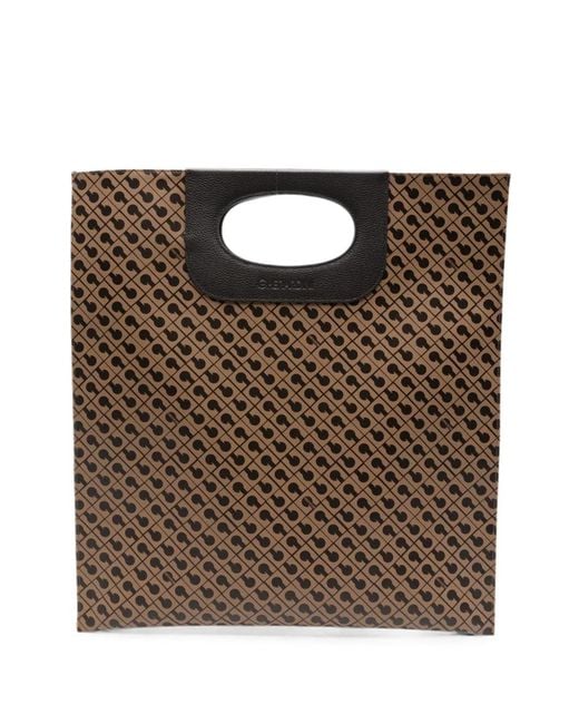 Gherardini Brown Logo-Print Cut-Out Handle Tote Bag