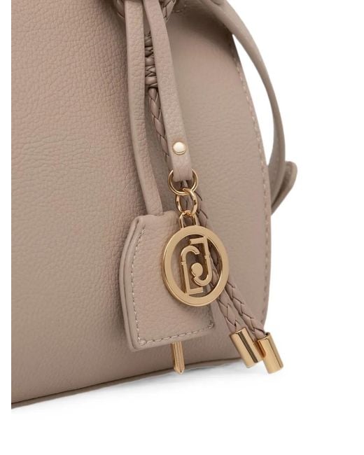 Liu Jo Natural Braided-Handle Logo-Plaque Tote Bag
